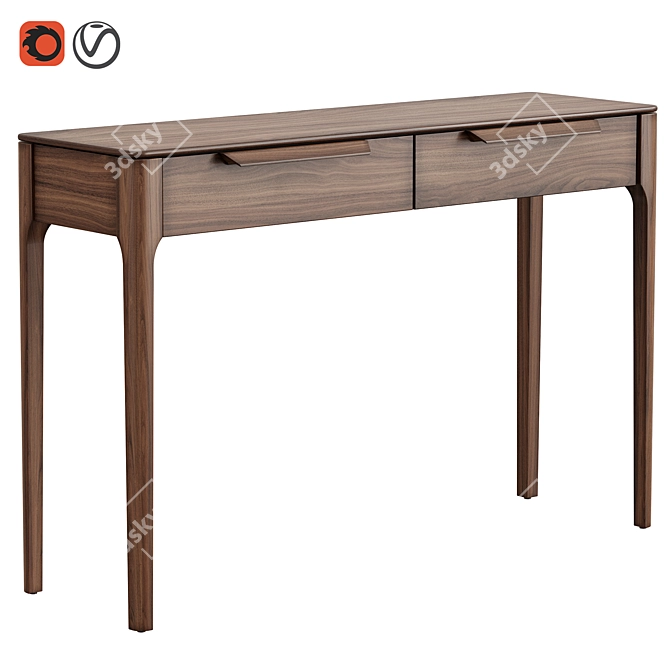 Modern Oak Console with Drawers 3D model image 1