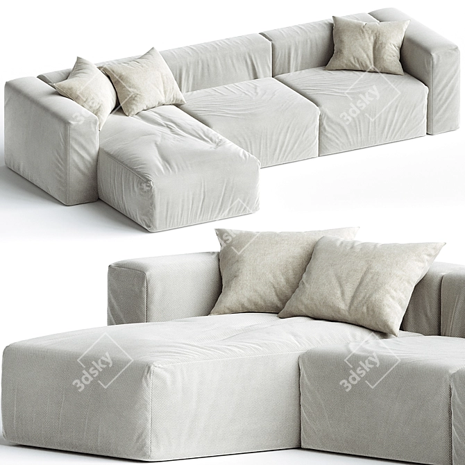 Cozy Contemporary Soft Sectional 3D model image 1