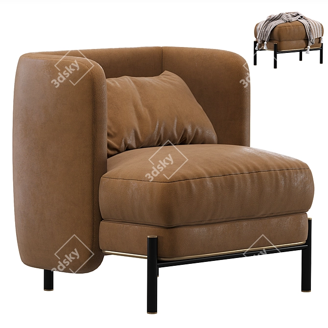 Milos Leather Lounge Chair 3D model image 1