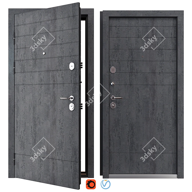 Stella Metal Entry Door Set 3D model image 1