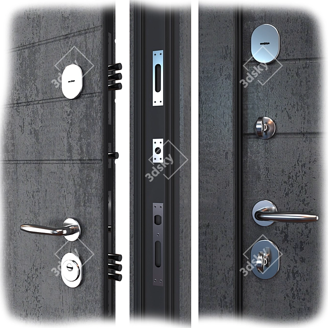 Stella Metal Entry Door Set 3D model image 2