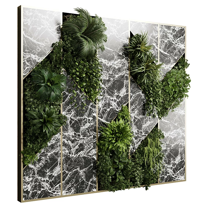 Marble & Metal Indoor Plant Wall 3D model image 1