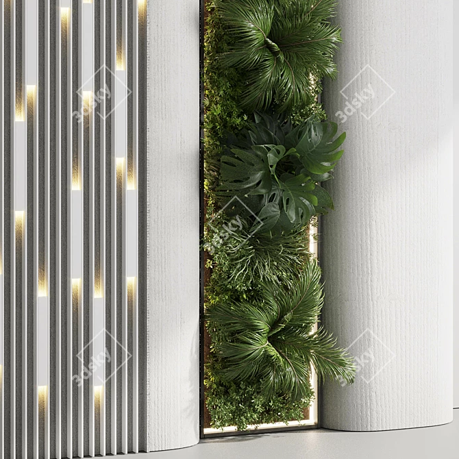 Concrete Framed Vertical Plant Set 3D model image 5