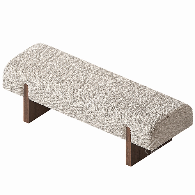  White Boucle Upholstered Bench 3D model image 3