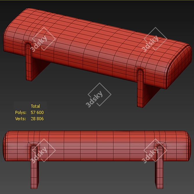  White Boucle Upholstered Bench 3D model image 4