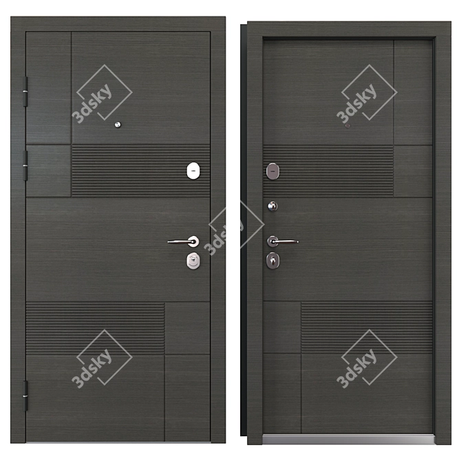 California Metal Door Set, QDoors 3D model image 3