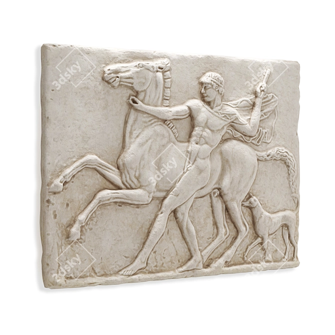 Greek Horse Relief Wall Decor 3D model image 4