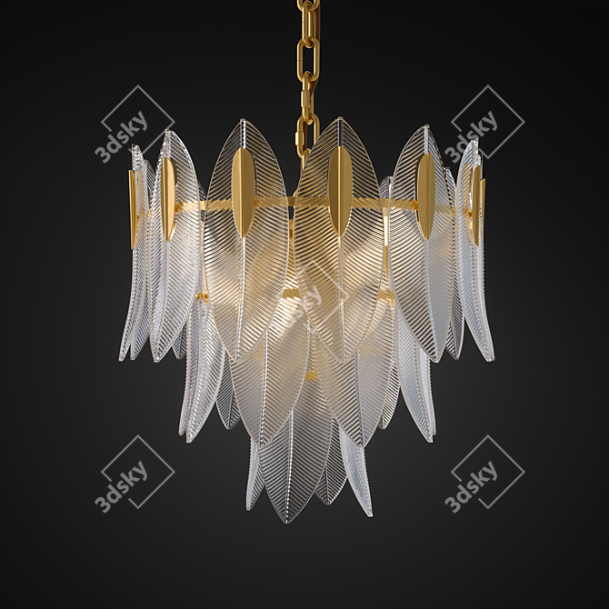 Elegant Vane Chandelier, 6-Lamp Design 3D model image 1