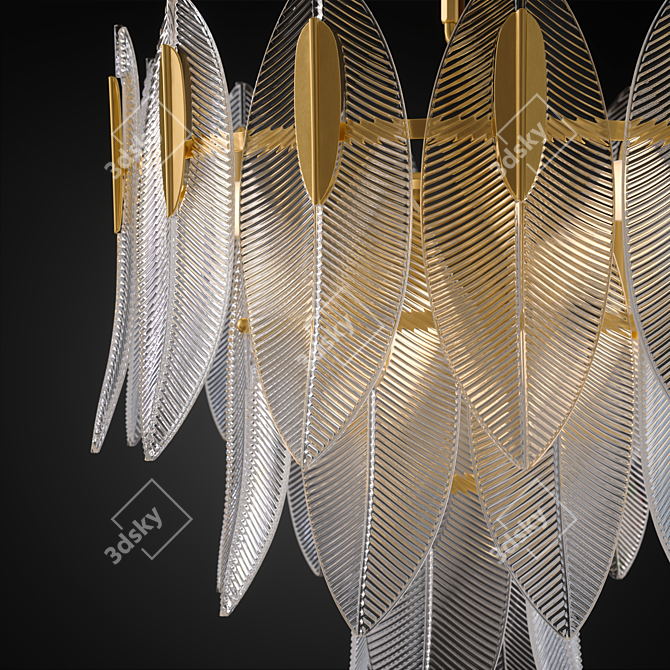 Elegant Vane Chandelier, 6-Lamp Design 3D model image 2