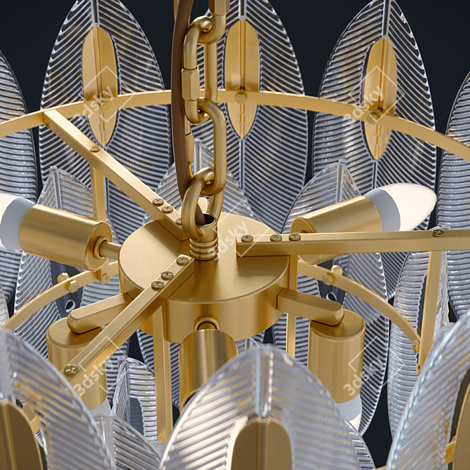 Elegant Vane Chandelier, 6-Lamp Design 3D model image 3