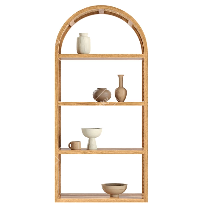 Natural Rattan Tall Shelving Unit 3D model image 5