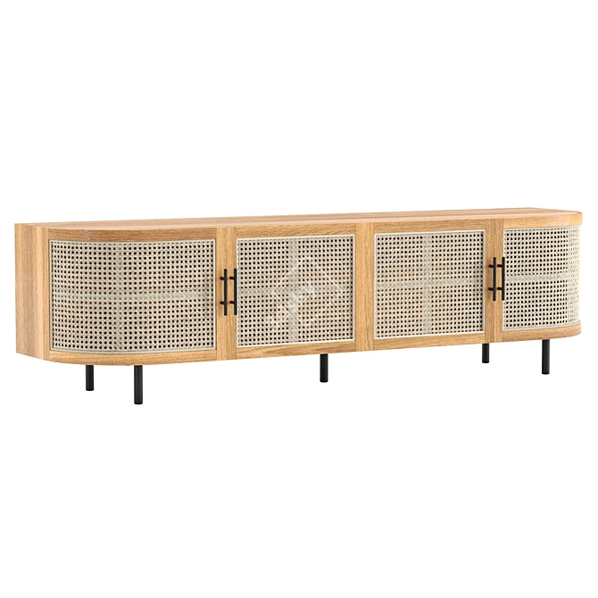 Natural Rattan Entertainment Unit 180cm 3D model image 1