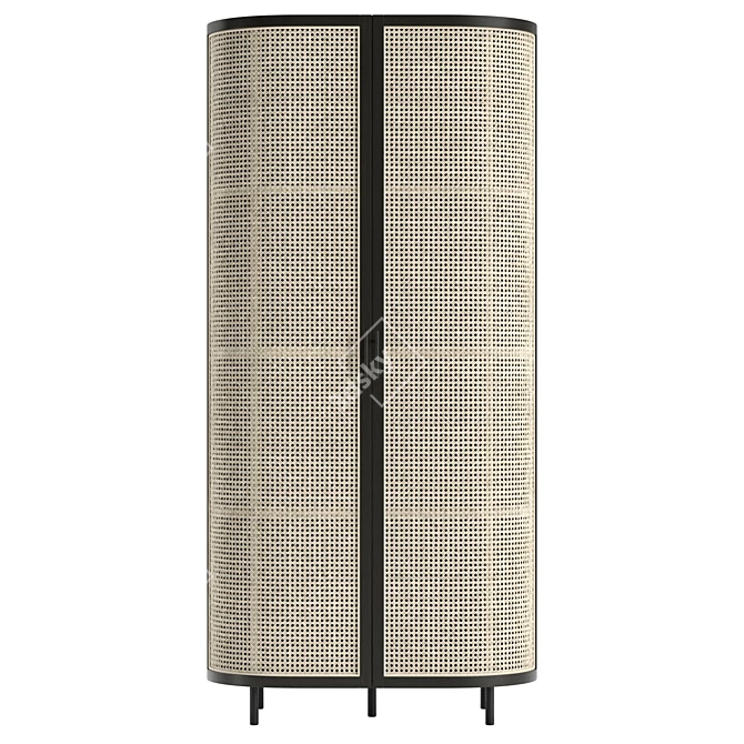 Modern Rattan Wardrobe: Sleek Design 3D model image 2