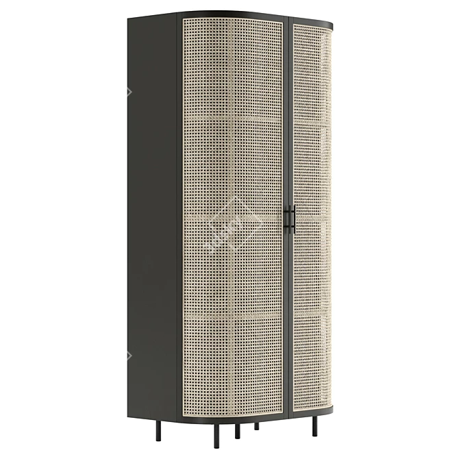 Modern Rattan Wardrobe: Sleek Design 3D model image 4