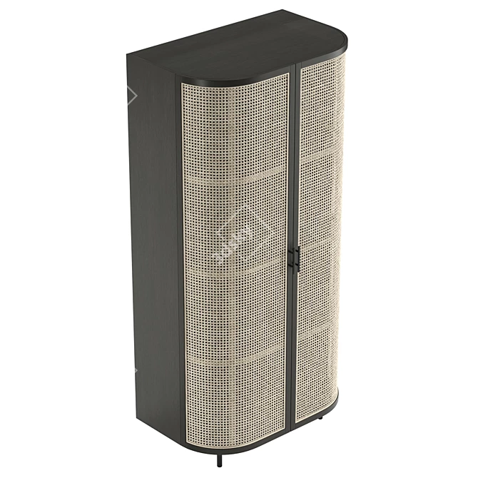 Modern Rattan Wardrobe: Sleek Design 3D model image 5