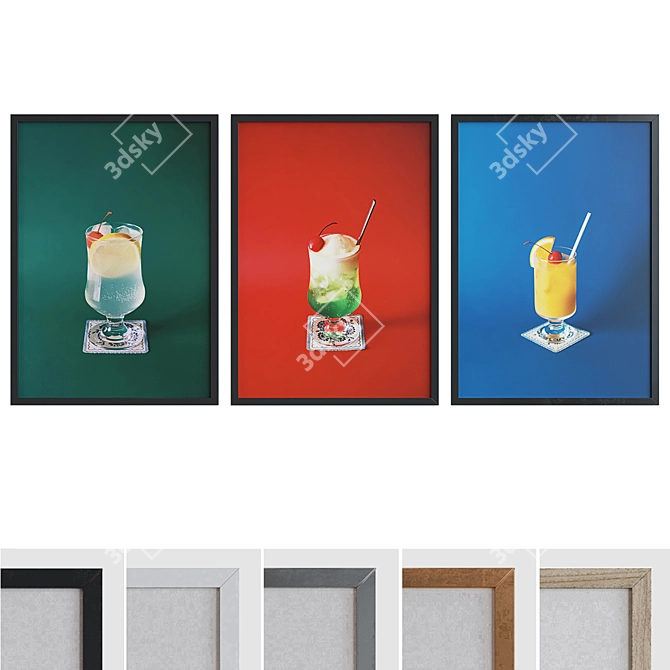 Modern Cocktail Picture Frame Set 3D model image 1