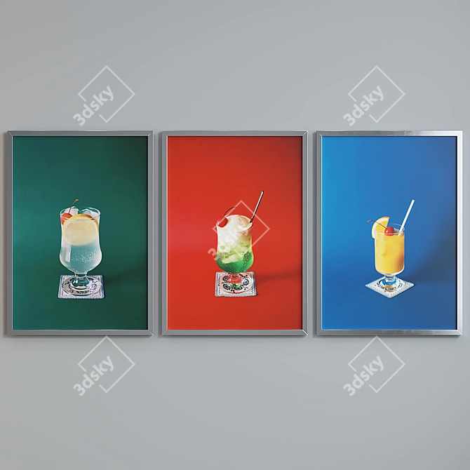 Modern Cocktail Picture Frame Set 3D model image 3