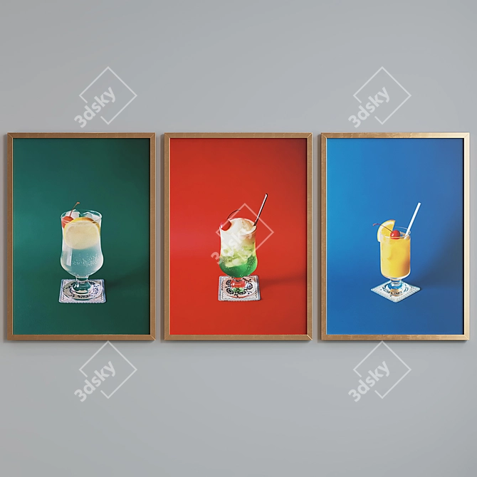 Modern Cocktail Picture Frame Set 3D model image 4