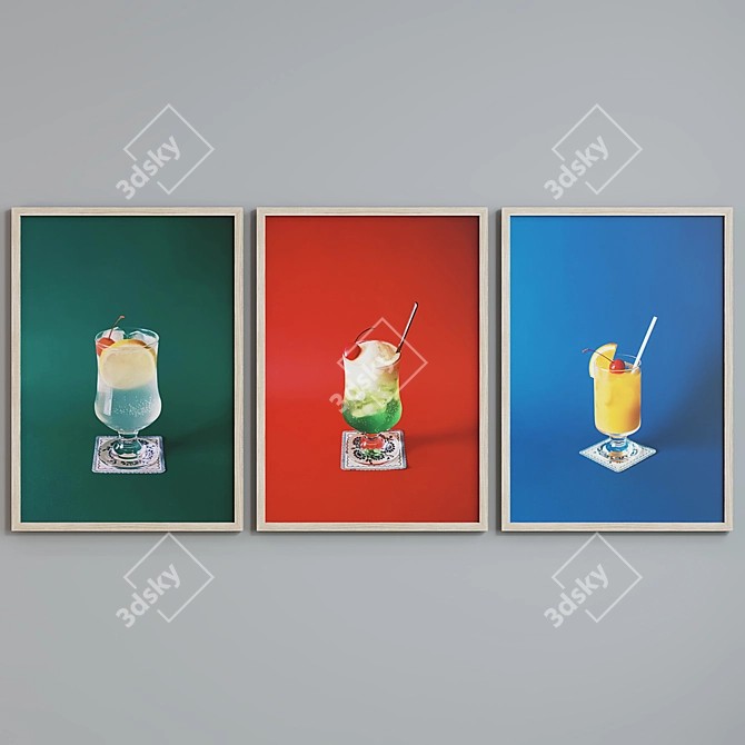 Modern Cocktail Picture Frame Set 3D model image 5