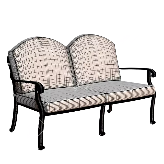 Classic Black & White Double Sofa 3D model image 5