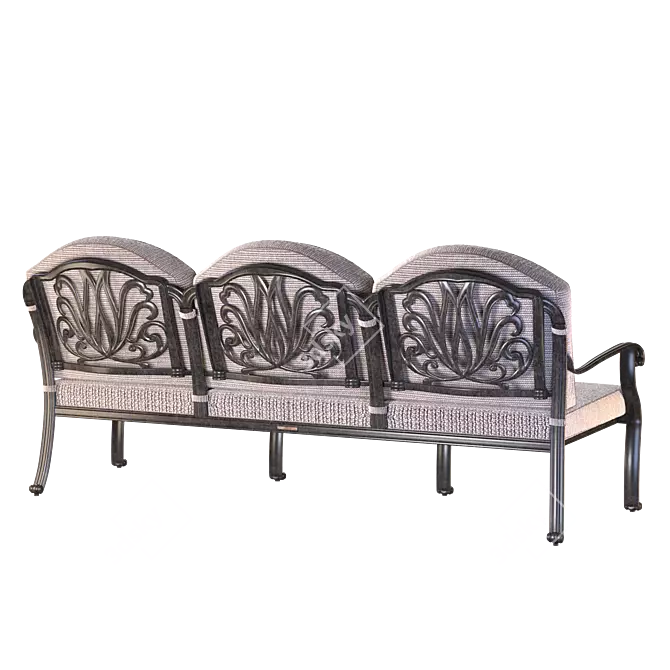 White & Black Classic Triple Sofa 3D model image 2