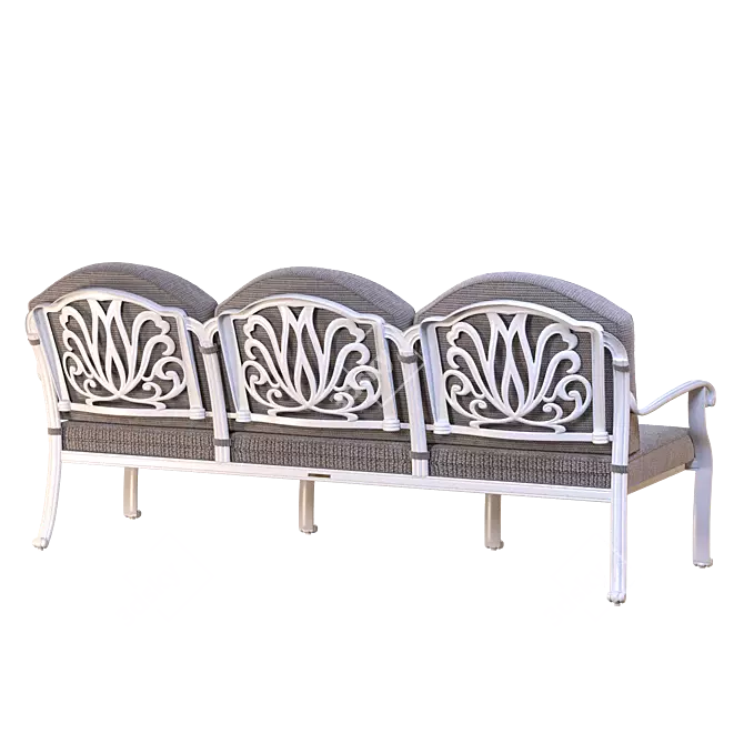 White & Black Classic Triple Sofa 3D model image 3