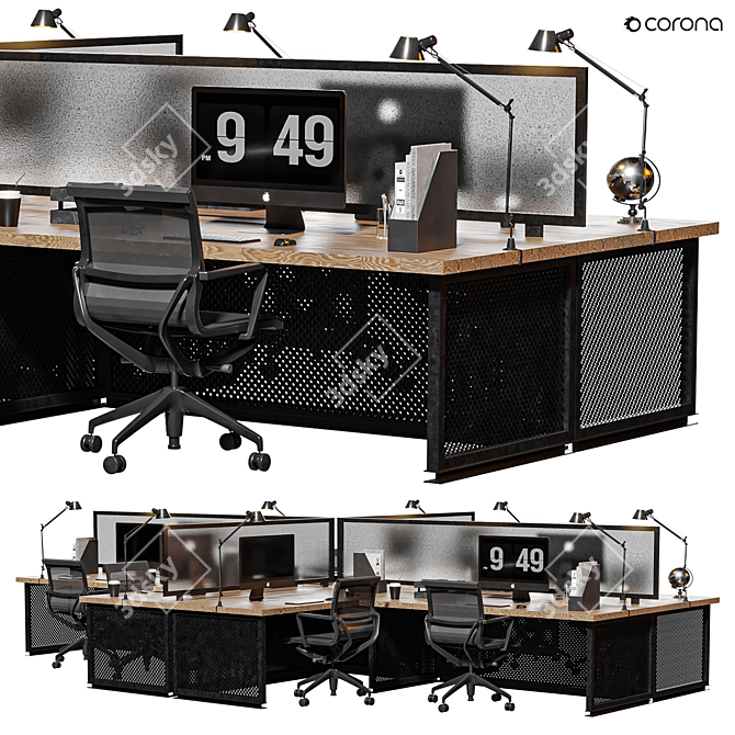 Modern Brown Office Set 3D model image 2