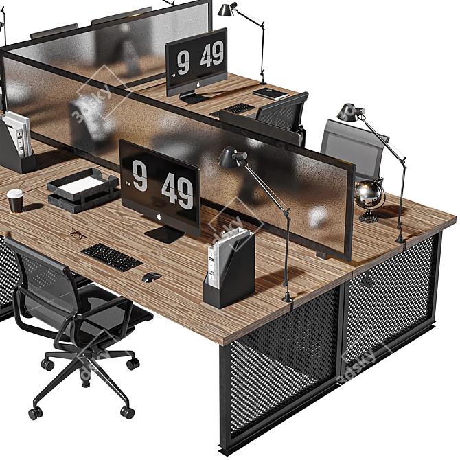 Modern Brown Office Set 3D model image 4