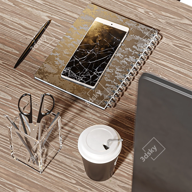 Modern Brown Office Set 3D model image 6