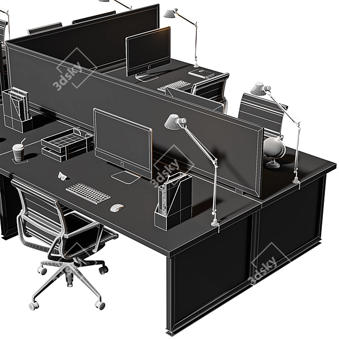 Modern Brown Office Set 3D model image 7