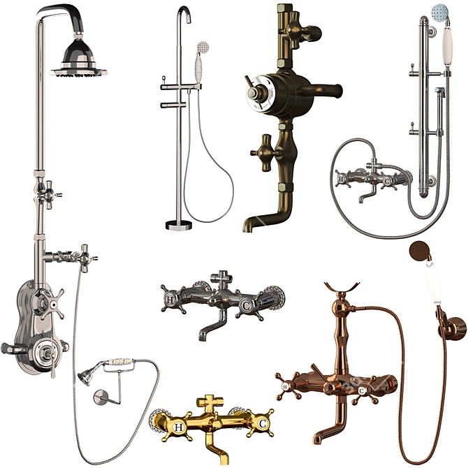 Versatile Faucet and Shower Collection 3D model image 1