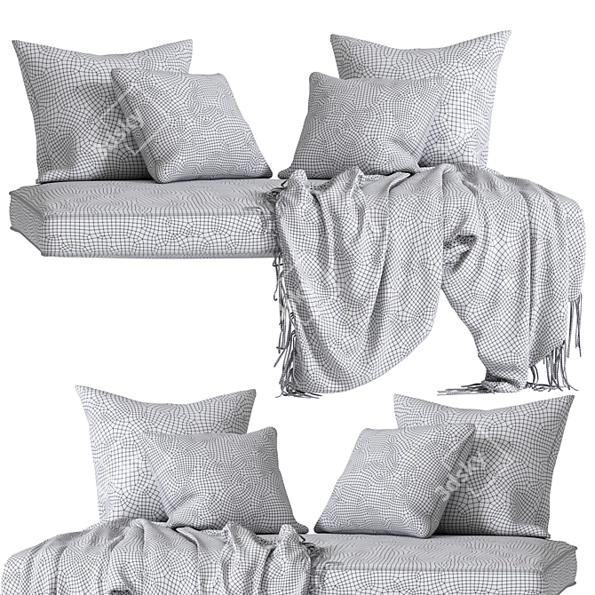 Cozy Window Seat Pillows Set 3D model image 2