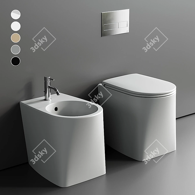 Modern DP Ceramic Toilet Bidet 3D model image 1