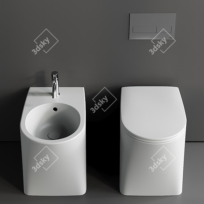 Modern DP Ceramic Toilet Bidet 3D model image 2