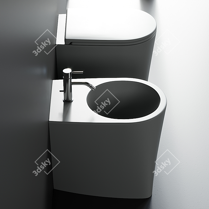 Modern DP Ceramic Toilet Bidet 3D model image 4