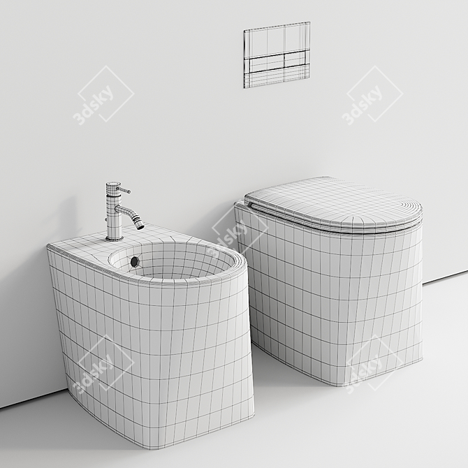 Modern DP Ceramic Toilet Bidet 3D model image 5