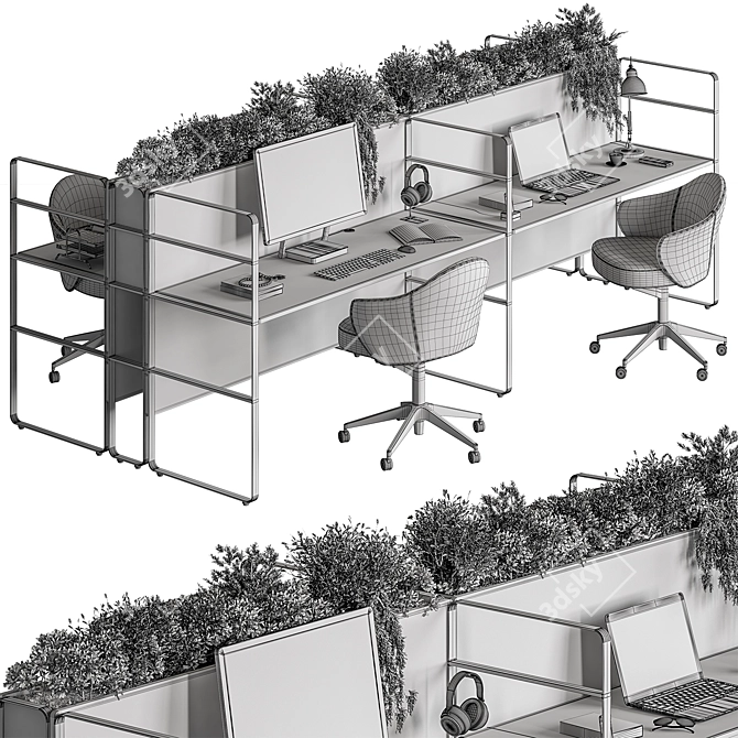 Workspace Essentials Set - Ergonomic Furniture 3D model image 5