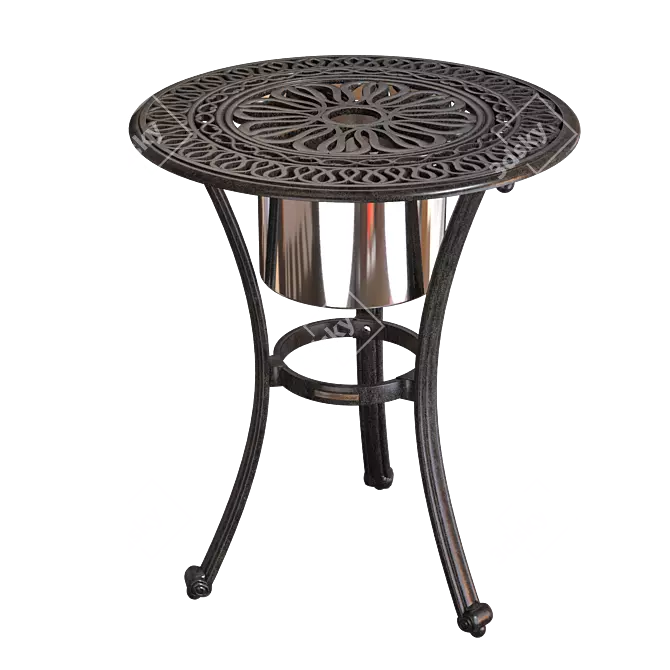 Classic Aluminum Side Table with Ice Bucket 3D model image 1