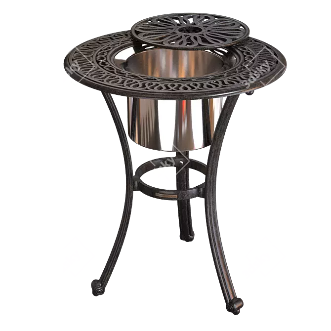 Classic Aluminum Side Table with Ice Bucket 3D model image 2