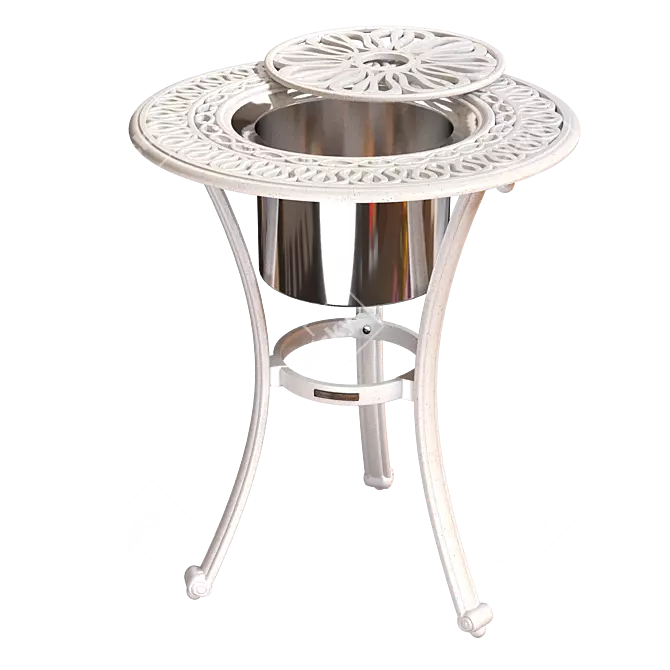 Classic Aluminum Side Table with Ice Bucket 3D model image 3