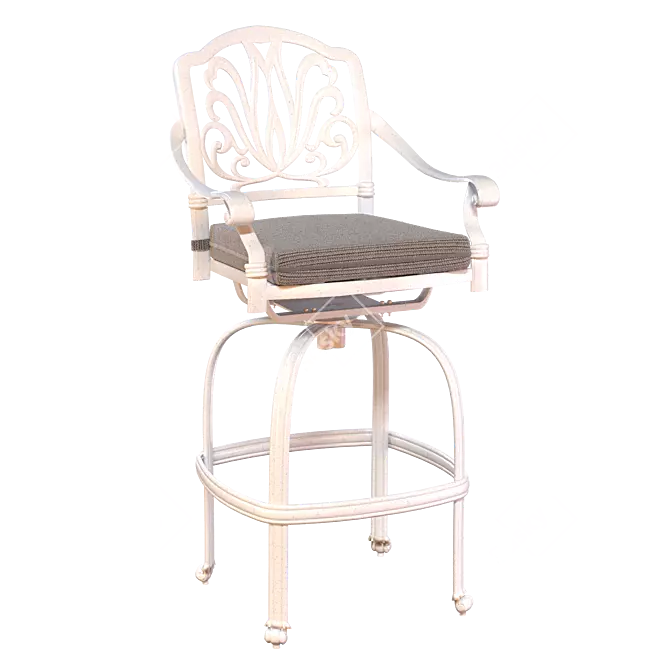 Classic Bar Stool with Cushion 3D model image 2