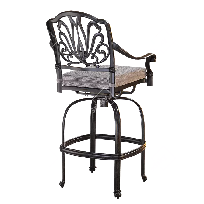 Classic Bar Stool with Cushion 3D model image 3