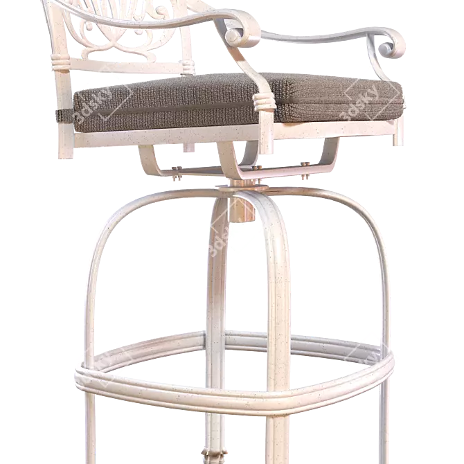 Classic Bar Stool with Cushion 3D model image 4