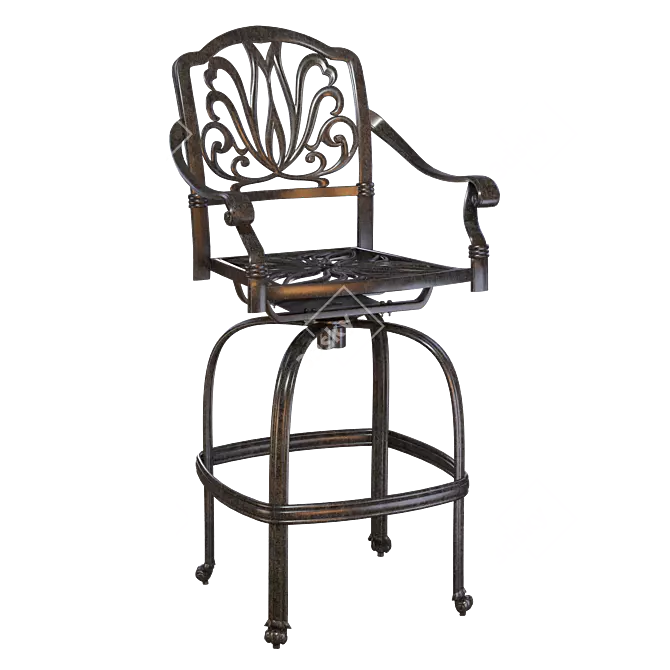 Classic Bar Stool with Cushion 3D model image 5