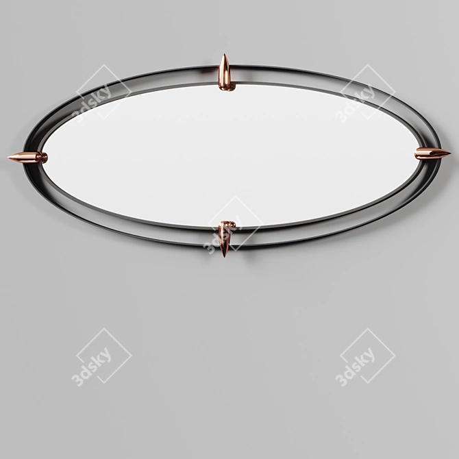 Modern Oval Iron Frame Mirror 3D model image 2