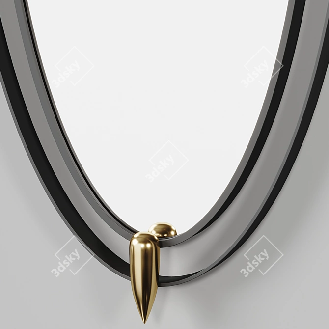 Modern Oval Iron Frame Mirror 3D model image 3