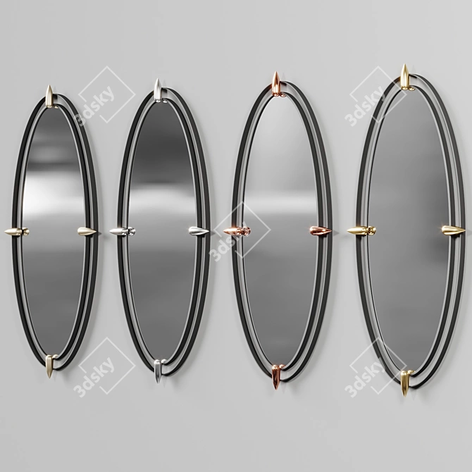 Modern Oval Iron Frame Mirror 3D model image 4