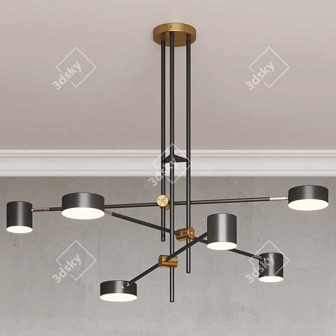 Modern Ceiling Light Fixture, Black 3D model image 8