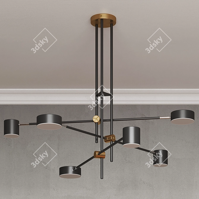 Modern Ceiling Light Fixture, Black 3D model image 9