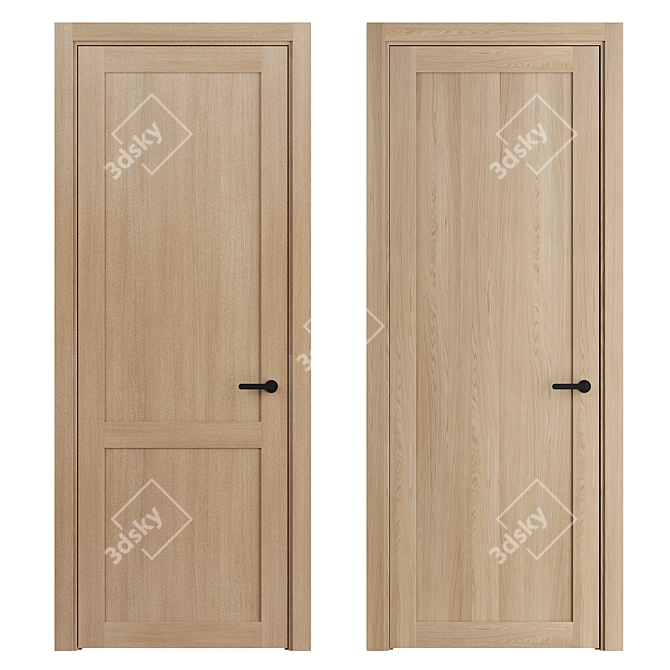 Luxury Veneer Door Set with Hardware 3D model image 2